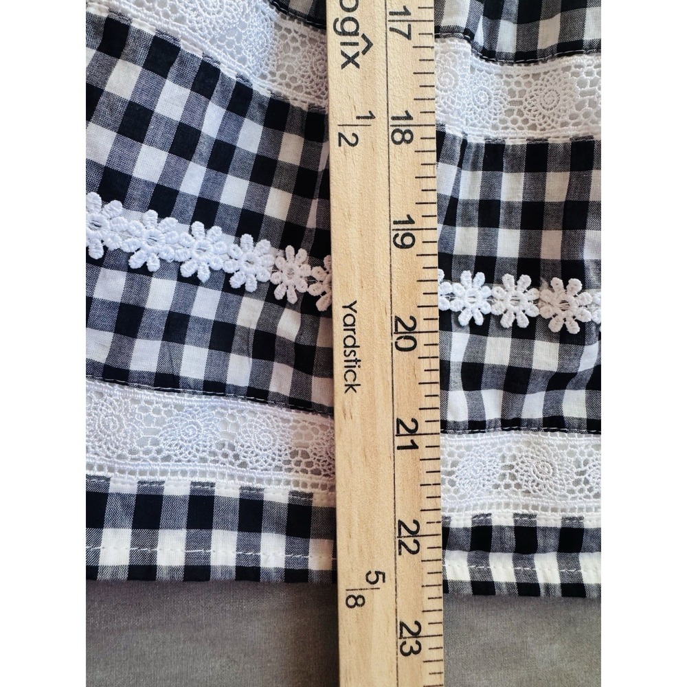 J.Crew Gingham Lace Trim Peasant Blouse XS Cottagecore Puff Sleeve Cotton Top - Picture 7 of 7